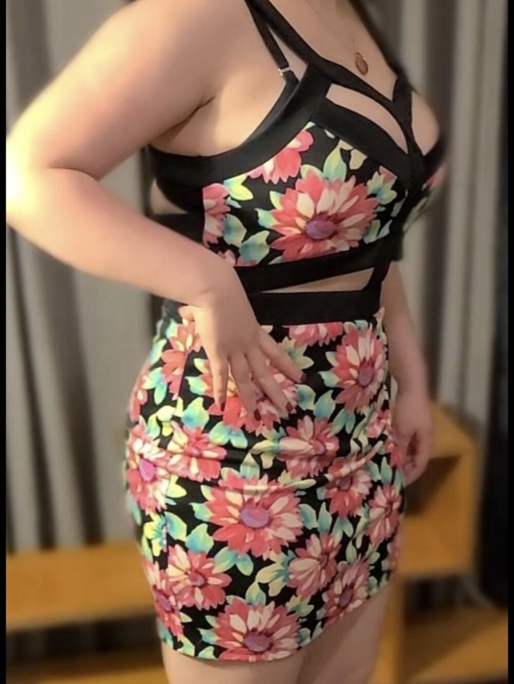 31) Floral Cutout Dress